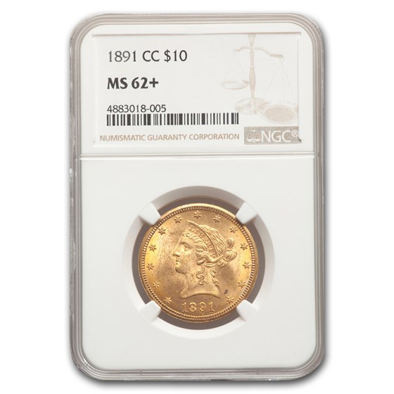 1891-CC $10 Liberty Gold Eagle MS-62+ NGC 1891-CC $10 Liberty Gold Eagle MS-62+ NGC