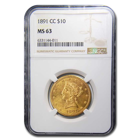 1891-CC $10 Liberty Gold Eagle MS-63 NGC 1891-CC $10 Liberty Gold Eagle MS-63 NGC