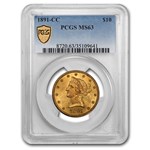 1891-CC $10 Liberty Gold Eagle MS-63 PCGS