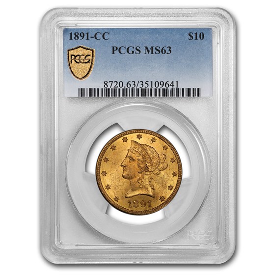 1891-CC $10 Liberty Gold Eagle MS-63 PCGS 1891-CC $10 Liberty Gold Eagle MS-63 PCGS