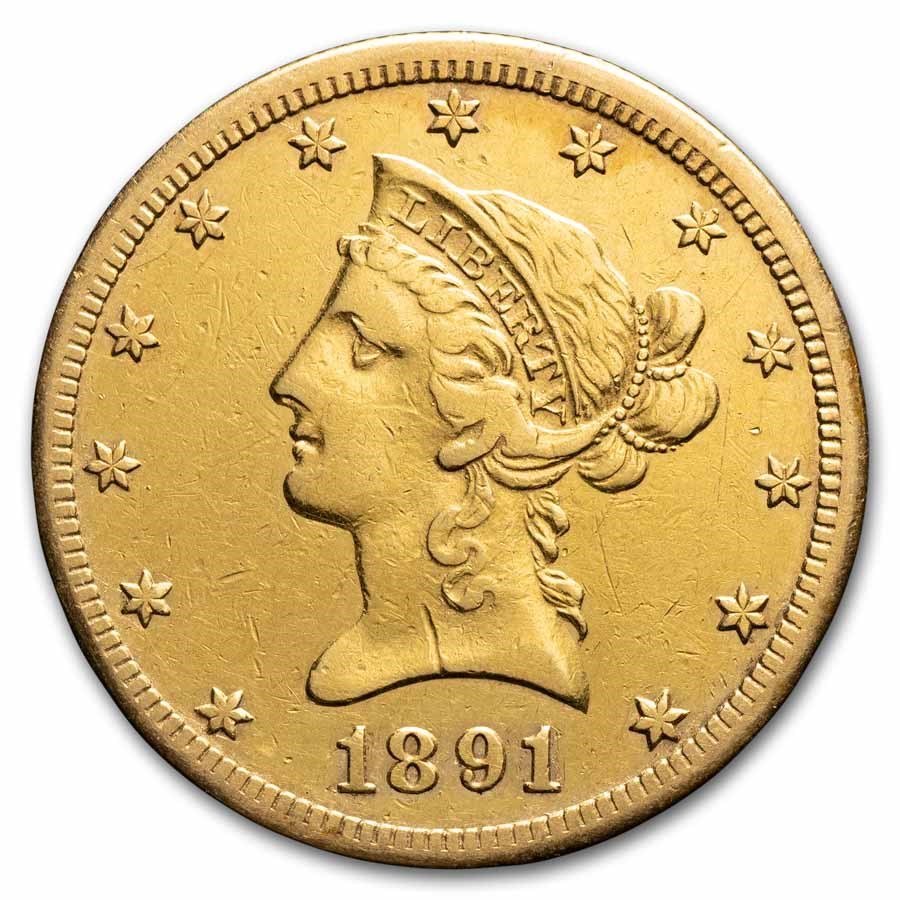 1891-CC $10 Liberty Gold Eagle XF Details (Cleaned)