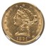 1891-CC $5 Liberty Gold Half Eagle AU-58 NGC