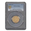 1891-CC $5 Liberty Gold Half Eagle MS-61 PCGS