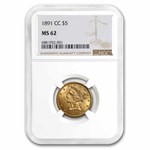 1891-CC $5 Liberty Gold Half Eagle MS-62 NGC