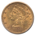 1891-CC $5 Liberty Gold Half Eagle MS-62 PCGS CAC