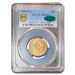 1891-CC $5 Liberty Gold Half Eagle MS-63+ PCGS CAC