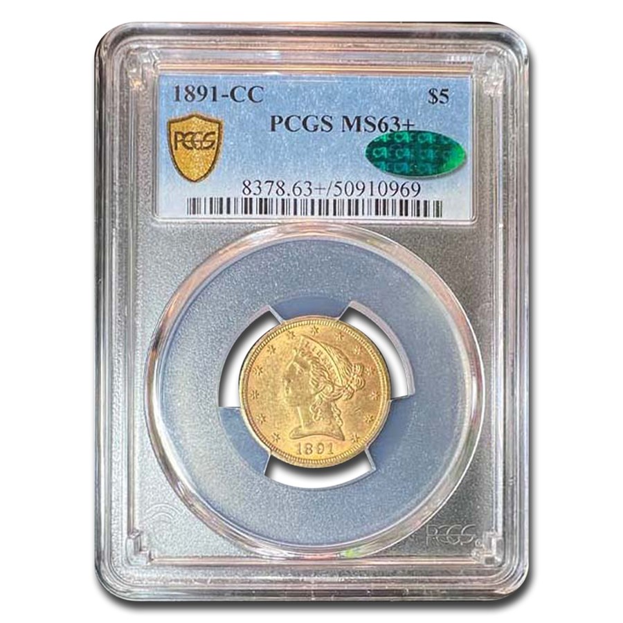 1891-CC $5 Liberty Gold Half Eagle MS-63+ PCGS CAC