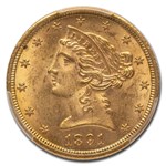 1891-CC $5 Liberty Gold Half Eagle MS-63 PCGS