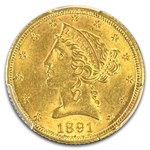 1891-CC $5 Liberty Gold Half Eagle MS-63+ PCGS