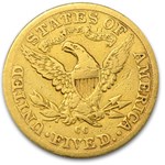 1891-CC $5 Liberty Gold Half Eagle VF Details (Cleaned)