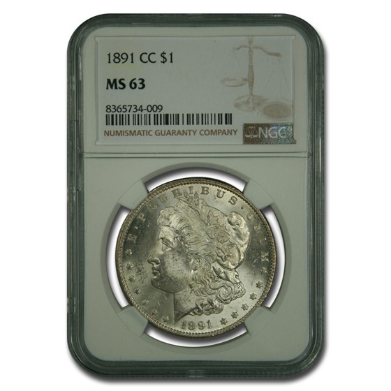 1891-CC Morgan Dollar MS-63 NGC 1891-CC Morgan Dollar MS-63 NGC