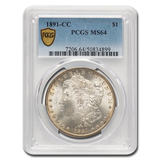 1891-CC Morgan Dollar MS-64 PCGS (Light Original Toning) 1891-CC Morgan Dollar MS-64 PCGS (Light Original Toning)