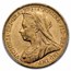 1891 Great Britain Gold Sovereign Victoria Jubilee AU-58 PCGS