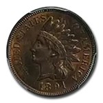 1891 Indian Head Cent MS-64 PCGS CAC (Red/Brown)
