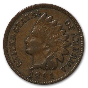 1891 Indian Head Cent XF