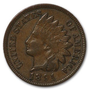 1891 Indian Head Cent XF 1891 Indian Head Cent XF
