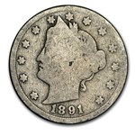 1891 Liberty Head V Nickel Good