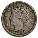1891 Liberty Head V Nickel VF