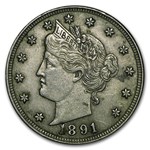 1891 Liberty Head V Nickel XF