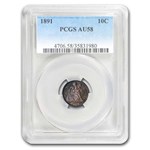 1891 Liberty Seated Dime AU-58 PCGS