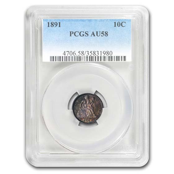 1891 Liberty Seated Dime AU-58 PCGS 1891 Liberty Seated Dime AU-58 PCGS