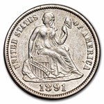1891 Liberty Seated Dime AU