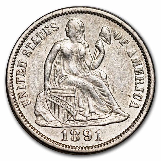 1891 Liberty Seated Dime AU 1891 Liberty Seated Dime AU