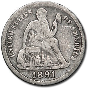 1891 Liberty Seated Dime Fine 1891 Liberty Seated Dime Fine