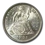 1891 Liberty Seated Dime MS-62 PCGS