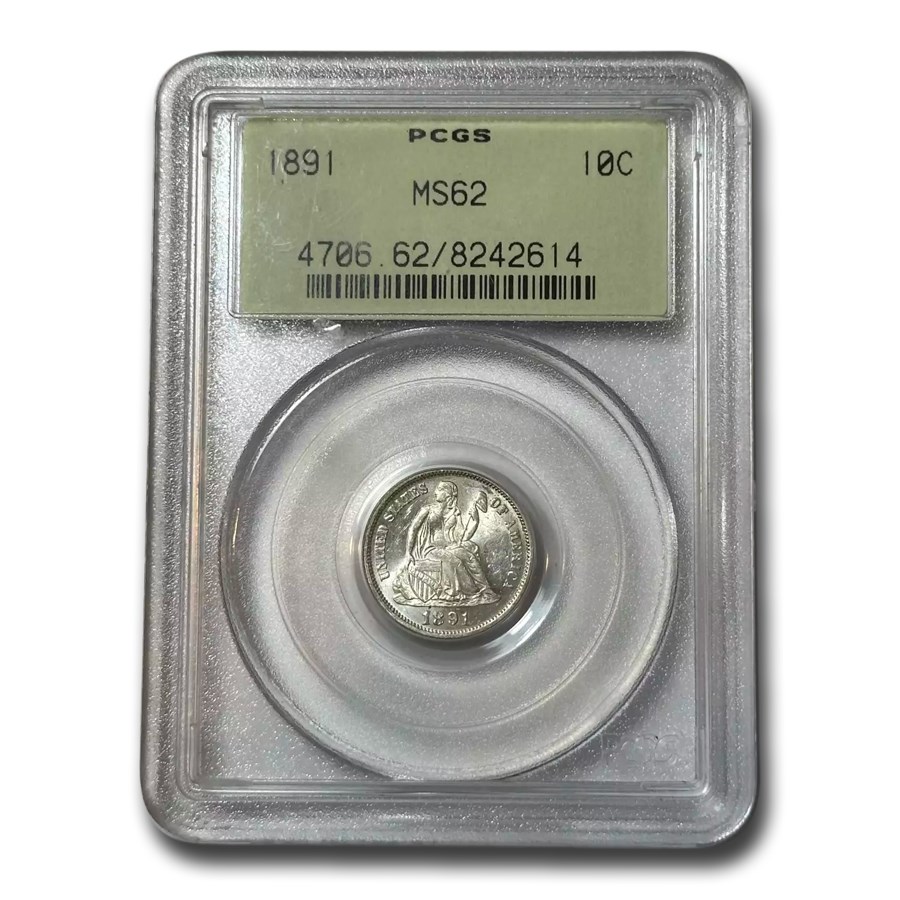 1891 Liberty Seated Dime MS-62 PCGS
