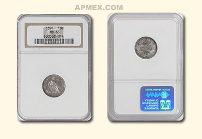 1891 Liberty Seated Dime MS-65 NGC 1891 Liberty Seated Dime MS-65 NGC