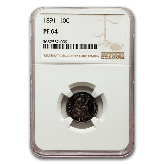 1891 Liberty Seated Dime PF-64 NGC 1891 Liberty Seated Dime PF-64 NGC