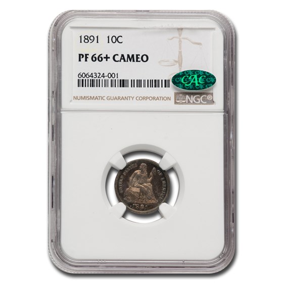1891 Liberty Seated Dime PF-66 Cameo+ NGC CAC 1891 Liberty Seated Dime PF-66 Cameo+ NGC CAC