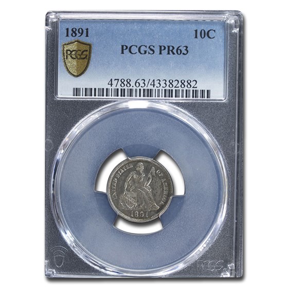 1891 Liberty Seated Dime PR-63 PCGS 1891 Liberty Seated Dime PR-63 PCGS