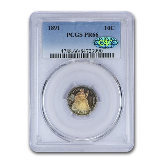 1891 Liberty Seated Dime PR-66 PCGS CAC 1891 Liberty Seated Dime PR-66 PCGS CAC