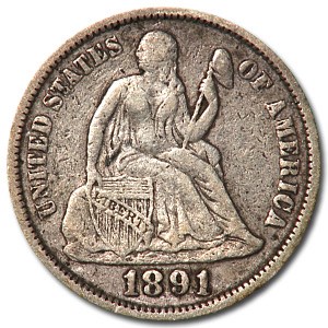 1891 Liberty Seated Dime XF 1891 Liberty Seated Dime XF