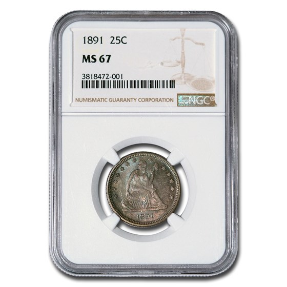 1891 Liberty Seated Quarter MS-67 NGC 1891 Liberty Seated Quarter MS-67 NGC