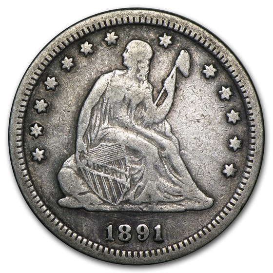 1891 Liberty Seated Quarter VF