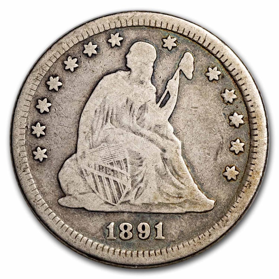1891 Liberty Seated Quarter VG