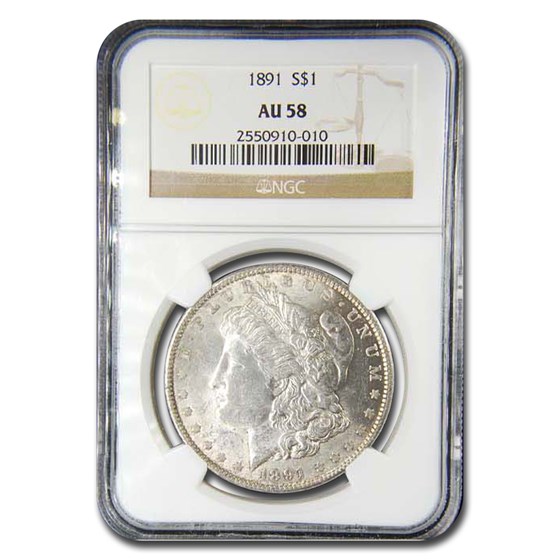 1891 Morgan Dollar AU-58 NGC 1891 Morgan Dollar AU-58 NGC