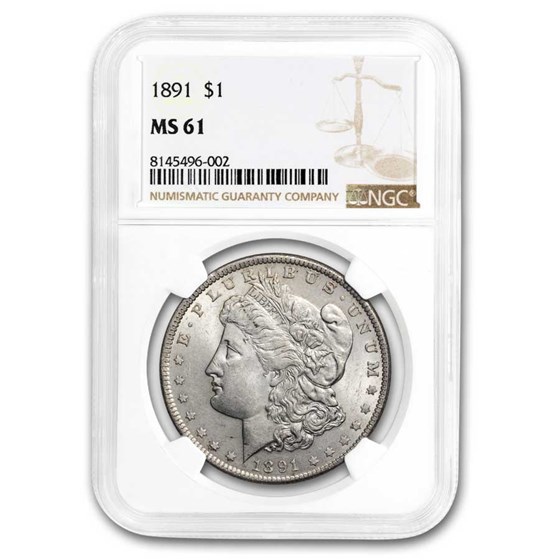 1891 Morgan Dollar MS-61 NGC 1891 Morgan Dollar MS-61 NGC