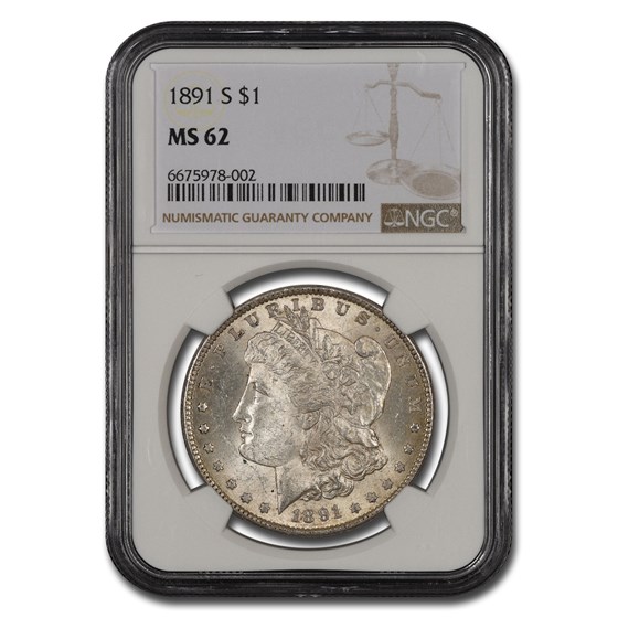 1891 Morgan Dollar MS-62 NGC 1891 Morgan Dollar MS-62 NGC