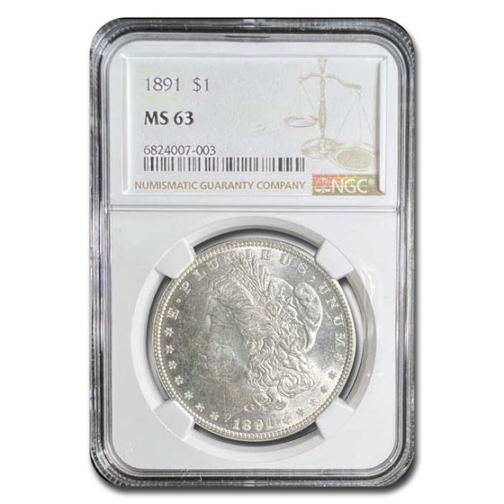1891 Morgan Dollar MS-63 NGC 1891 Morgan Dollar MS-63 NGC