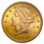 1891-S $20 Liberty Gold Double Eagle MS-61 NGC