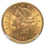 1891-S $20 Liberty Gold Double Eagle MS-62 NGC