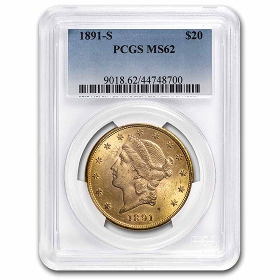 1891-S $20 Liberty Gold Double Eagle MS-62 PCGS
