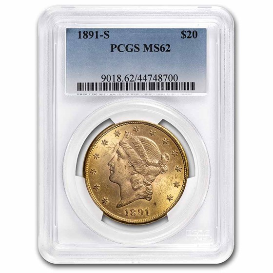 1891-S $20 Liberty Gold Double Eagle MS-62 PCGS 1891-S $20 Liberty Gold Double Eagle MS-62 PCGS
