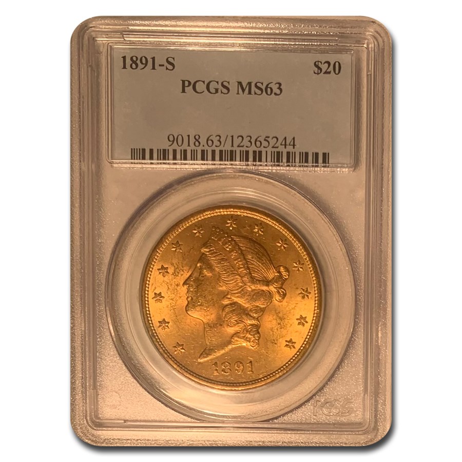 1891-S $20 Liberty Gold Double Eagle MS-63 PCGS
