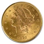 1891-S $20 Liberty Gold Double Eagle MS-63+ PCGS