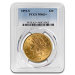 1891-S $20 Liberty Gold Double Eagle MS-63+ PCGS